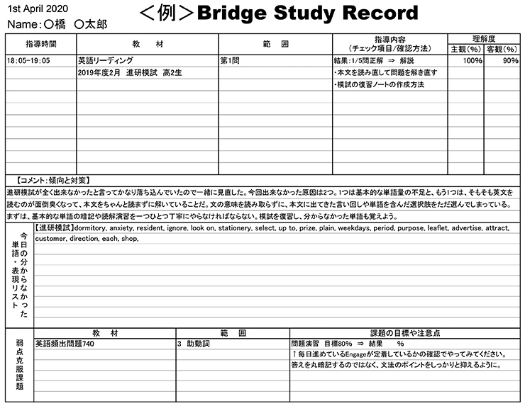 スタディーレポートの例